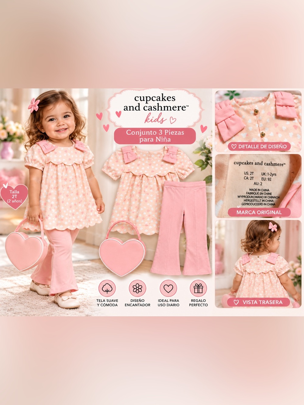 cupcakes & cashmere Kids Pink Floral 3-Piece Set